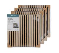 keypak Wood Wall Panel Square, 4 Pack, 60x60cm, 3D Accoustic Wooden Slatted Light Oak