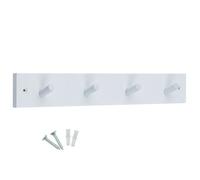 Keypak Wooden Coat Hook Rack - 46Cm White Wall-Mounted, 4 Hooks For Coats, Jackets & Hats, Includes Fixings