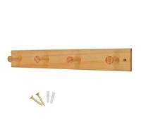 keypak Wooden Coat Hooks - Pine Wall-Mounted Coat Rack - 41 cm Wooden Hook Rail with 4 Heavy-Duty Hooks for Coats, Jackets & Hats - Includes Fixings for Easy Installation