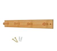 Keypak Wooden Coat Hooks - Pine Wall-Mounted Coat Rack - 41 Cm Wooden Hook Rail With 4 Hooks For Coats, Jackets & Hats