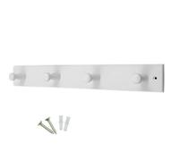 Keypak Wooden Coat Hooks - White Wall-Mounted Coat Rack - 41 Cm Wooden Hook Rail With 4 Hooks For Coats, Jackets & Hats