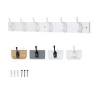 keypak Wooden Wall Mounted Coat Rack, 6 Gloss White Double Hooks, 68cm | White Wooden Board for Modern Hallway, Entryway & Bedroom | Holds Coats, Bags & Hats | Ready Assembled, Fixings Included