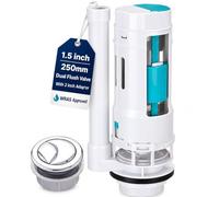 KeyPlumb 1.5 inch 250mm Dual Flush Valve with 2 Inch Adaptor, WRAS Approved | BSPT Mechanical Toilet Cistern Valve , Water Saving Dual Flush System, Easy Fit Replacement , Chrome Push Button