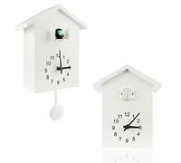 KEYPOWER Cuckoo Clock Cuckoo Wall Clock, Natural Bird Voices Or Cuckoo Call, Design Clock Pendulum, with Timed Alarm Clock,Bird House, Wall Art Home Living Room Kitchen Office Decoration (White)
