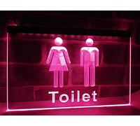 KEYQEEN Custom RGB Dimming LED Toilet Neon Sign, USB Neon Lights for Restroom Indicator Wall Decoration Night Lights,Toilet B,30x20cm