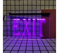 KEYQEEN Exit Neon Sign for Wall Decor, USB Powered Dimmable LED Neon Lights for Shop Mall Bar Club,Purple,30x20cm