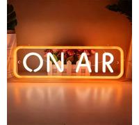 KEYQEEN On Air Neon Sign for Wall Decor, Recording Studio Cinema Signs Dimmable USB LED Live Video Neon Lights,Orange,50x19cm