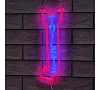 KEYQEEN Toilet Arrow Neon Sign, Shop Restroom Remote Control Dimmable LED Neon Lights, Hotel Mall Wall Decor Signs,Left,50x19cm