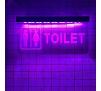 KEYQEEN Toilet LED Neon Sign, 3D Carving Neon Lights for Restrooms Indicator Wall Hanging Decor USB Luminous Signs, 30X15cm,Purple