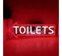 KEYQEEN Toilet Left-Pointing Arrow Neon Sign, Mall Restroom Entrance Dimmable USB LED Neon Lights, Hotel Bar Wall Decor Signs,Red,50x20cm