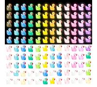 KeyQueen 120 Pcs Mini Resin Duck, Colorful Luminous Tiny Ducks Miniature Ornaments Little Ducks for Aquarium Dollhouse Deracoration Fairy Garden Landscape Decor DIY Craft Potted Plants