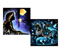 KEYRANKE 2 Pack Diamond Art Kits Adults, Diamond Painting Kits, Cross Stitch Full Drill Shiny Diamond Embroidery Pictures Arts Craft for Christ-mas Gift 12X16inch