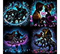 KEYRANKE 4 Pack Disney Diamond Art Kits Adults, Diamond Painting Disney Kits, Cross Stitch Full Drill Shiny Diamond Embroidery Pictures Arts Craft for Christ-mas Gift 12X16inch