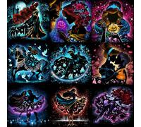 KEYRANKE 9 Pack Disney Diamond Art Kits Adults, Diamond Painting Disney Kits, Cross Stitch Full Drill Shiny Diamond Embroidery Pictures Arts Craft for Christ-mas Gift 12X16inch