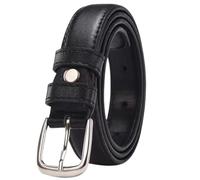 KEYRI 1 PCS Black Leather Belts Unisex for Everyday Wear or Business Occasions Durable Leather Belts for Jeans Pants Fashion Accessories One Size Adjustable Belts for Women and Men (Black)