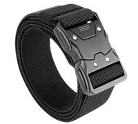 KEYRI 1 PCS Quick Release Tactical Belt Suitable for Long Hours Activities Nylon Belts for Men with Durable Seatbelt Buckle Tactical Belt for Military, Work, Hiking, Rigger, Fireman and Sport (Black)