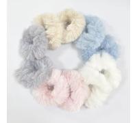KEYRI 10 Pieces Hair Scrunchies Hair Bobbles for Women Girls, Hairband Elastic Hair Ties Hair Scrunchy Soft Hair Bands, Plush Faux Fur Rabbit Hair Ties Ponytail Hair Band (White+Pink+Blue+Grey+Khaki)
