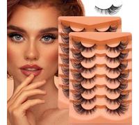 KEYRI 14 pairs Eyelashe Wispy Lashes Natural Cat Faux Mink Fluffy Strip False Fox Eye Lashe 3D Curly Wispy Eyelashes Natural Look False Accent Eyelashes Multi-layers (Black)