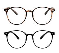 KEYRI 2 Pack Blue Light Glasses Round Black and Tortoiseshell Frame for Reducing Headaches and Improving Sleep Reading Glasses Blue Light Blocking Glass for Women and Men (Black and Tortoiseshell)