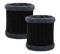 KEYRI 2 Pack Winter Neck Warmer, Snoods for Men Windproof Thermal Knitted Scarf Fleece Mens Neck Warmer Soft Circle Scarf Neck Gaiter for Women Cycling Skiing Outdoor Sports Motorcycle (Black)
