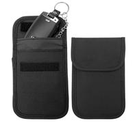 KEYRI 2 PCS Faraday Pouch Mini for Car Keys Sailcloth Signal Blocker Mini RFID Blocking Faraday Pouch RFID Blocker Bags Anti-Theft RFID Car Key Holder Car Safety Protector for Keyless Fobs (Black)