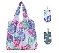 KEYRI 2 PCS Reusable Shopping Bags Foldable Groceries Food Bags Washable Foldaway Shopping Bags for Daily Life Durable Beach Bags Portable Lightweight Tote Bags (Daisy, Leaf)