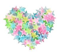 KEYRI 200 Pcs Adhesive 3D Glowing Stars in The Dark Luminous Plastic Wall Stickers Luminous Adhesives for Ceiling Florescent Wall Decals Decor Stickers DIY Luminous Wall (Multicolor)