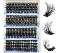 KEYRI 296 Pieces Individual Eyelashes 80-100-120-150D Fluffy Russian Eyelashes Extensions DIY Eye Lashes Cluster Lashes Kit D Curl Durable Eyelash Clusters for Girls and Women (10-18mm Mix)