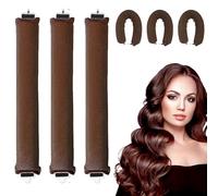 KEYRI 3 PCS Heatless Curlers Set, Heatless Curling Rod Overnight Heatless Hair Curlers Soft Hair Roller Rods with Hook Heatless Curling Set Overnight Curls Hair Curlers (Brown)