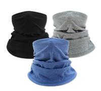 KEYRI 3 Pcs Neck Warmer for Men Women Winter Outdoor Thermal Snood Windproof Winter Neck Gaiter Fleece Face Scarf Bandana Covering Neckwear for Outdoor Sports Motorcycle Skiing (Black Grey Blue)