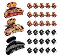 KEYRI 33 PCS Hair Clips Black and Brown Small Hair Clips Amber and Black Big Hair Claw Clips Non-slip Hair Catch for All Hair Types Strong Hold Hair Claws for Girls and Women (Two Sizes)