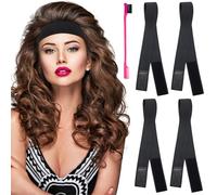 KEYRI 4 Pcs Elastic Wig Headband, 3.5cm Width Elastic Band for Wigs Adjustable Edge Laying Band to Hold Wig in Place Hairline Edges Strap for Laying Down Wigs (Black, One Size)