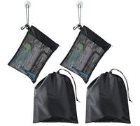 KEYRI 4 PCS Waterproof Toiletry Bag for Women, Mesh Shower Bag Multifunctional Hanging Toiletry Bag Quick Dry Shower Organiser with Wet & Dry Storage Suction Hook Tote for Gym Travel Camp (Black)