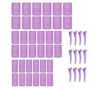 KEYRI 48PCS Hair Rollers Set Hair Rollers with Clips Self Grip Jumbo Hair Roller No Heat Heatless Hairs Rollers for Long Medium Short Hair Styling Hairs Salon Hairdressing Curlers (Purple, 3 Size)