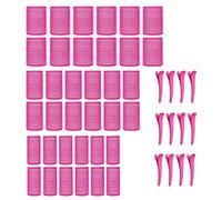 KEYRI 48PCS Hair Rollers Set Hair Rollers with Clips Self Grip Jumbo Hair Roller No Heat Heatless Hair Roller for Long Medium Short Hair Styling Hairs Salon Hairdressing Curlers (Pink, 3 Size)