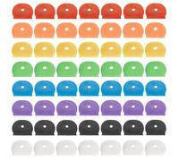 KEYRI 56 Pieces Key Covers Caps, Coloured Key Caps Covers Tags Key Toppers Flexible Key Covers Rings Key Identifiers Caps Small Key Cap Label for Easy Identifying House Door Keys Markers (56)