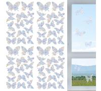 KEYRI 56 Pieces Window Stickers, Anti-Collision Window Stickers Butterfly Suncatcher Sticker Self-Adhesive Window Sticker to Deter Birds Rainbow Window Sticker for Decorating Windows Doors (56)