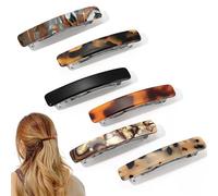 KEYRI 6 PCS French Hair Clip 7.5cm/3" Barrette Tortoise Shell Acetate French Barrettes Hair Clips Delicate Hairs Accessories Colorful Hairs Slides Barrette Hair-clips for Girls and Women (Six Colors)