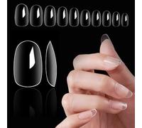 KEYRI 600 PCS Fake Nail Tips Short Oval Nails for Nail Art Manicure & DIY Nail Salon Clear Acrylic False Nail Tips for Women & Girls Full Cover False Nails for Press on Extension (Transparent)