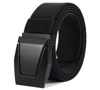 KEYRI Men Tactical Belt Nylon Military Work Belts Elastic Woven Belts Unisex Fabric Braided Adjustable Canvas Fabric Golf Military Hiking Rigger Belt for Commuter Leisure Sports (Black)