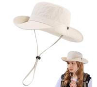 KEYRI Sun Hat Wide Brim for Women UV Protection Safari Hats Summer Foldable Outdoor Sports Visor Large Brim Hiking Fishing Cowboy Style Beach Fishing Gardening Hat Off-White