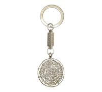 Keyring Ancient Greek Phaistos Disc from the Minoan Era - Handmade Zamak Keychain - Silver Color