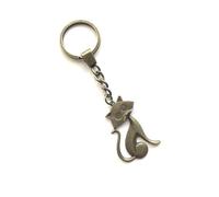 KEYRING - Cat - Antique Bronze Plated. Split Ring. Key Ring. Bronze Cat