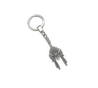 KEYRING - Chief Skull Headdress- Silver Plated. 30mm Split Ring. Goth Emo Rock. Key Ring. Native Indian Chief