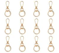 Keyring Clip, 12 Pcs Lobster Clasps, Metal Key Chain Clip, with Keychain Ring, Suitable for Keychain Hardware Crafts Lanyard Production (Gold)