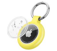 Keyring for AirTag Holder, Apple Airtag Keyring, Thick Silicone Air Tag Protective Case compatible with Apple Air tag for Wallet, Dog Collar, Luggage, Keys (Yellow)