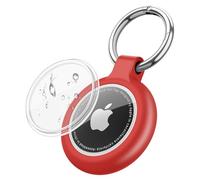 Keyring for AirTag Holder, Apple Airtag Keyring, Thick Silicone Air Tag Protective Case compatible with Apple Air tag for Wallet, Dog Collar, Luggage, Keys (Red)