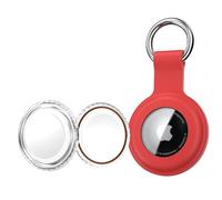 Keyring for AirTag Holder Silicone Case, 2025 Upgraded Waterproof Protective AirTags Case Tracker Cover for Keys, Bags, Luggage, Pet Collars,Scratch-Resistant for Apple Air Tags case (Red)