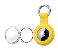 Keyring for AirTag Holder Silicone Case, 2025 Upgraded Waterproof Protective AirTags Case Tracker Cover for Keys, Bags, Luggage, Pet Collars,Scratch-Resistant for Apple Air Tags case (Yellow)