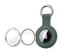 Keyring for AirTag Holder Silicone Case, 2025 Upgraded Waterproof Protective AirTags Case Tracker Cover for Keys, Bags, Luggage, Pet Collars,Scratch-Resistant for Apple Air Tags case (Deep green)